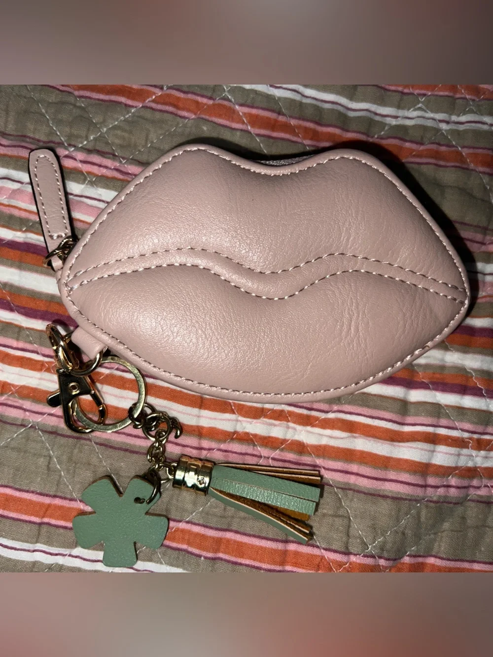 ALDO Light Pink/nude Lip-Shaped Coin Purse Keychain